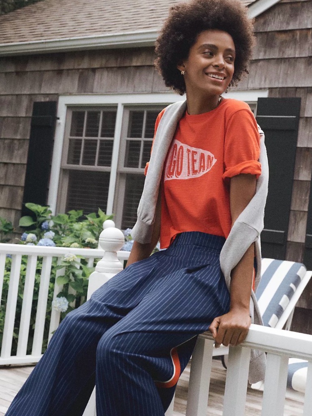 Maeve Oversized The Corey Short-Sleeve Game Day Boxy Tee